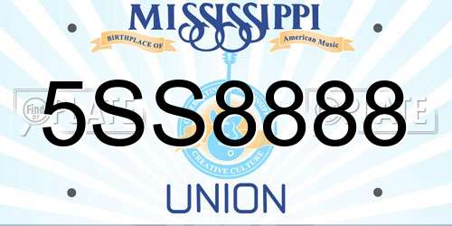 5SS8888 Mississippi License Plate
