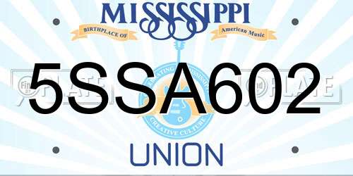 5SSA602 Mississippi License Plate