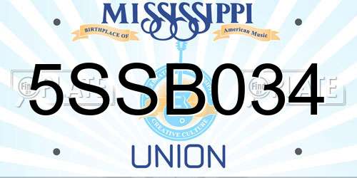 5SSB034 Mississippi License Plate