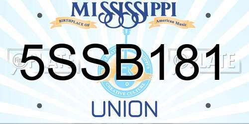 5SSB181 Mississippi License Plate