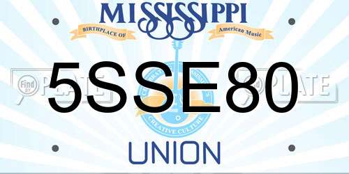 5SSE80 Mississippi License Plate