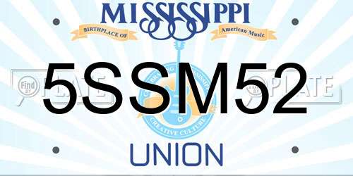 5SSM52 Mississippi License Plate