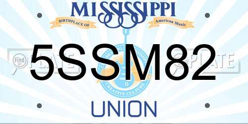 5SSM82 Mississippi License Plate
