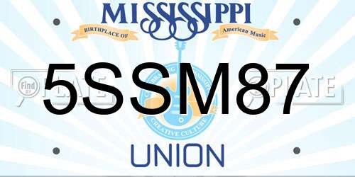 5SSM87 Mississippi License Plate