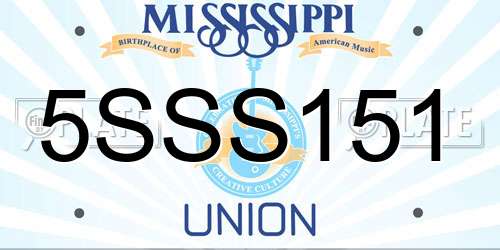 5SSS151 Mississippi License Plate