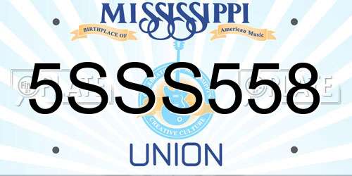 5SSS558 Mississippi License Plate