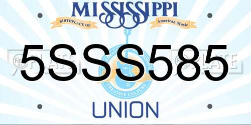 5SSS585 Mississippi License Plate
