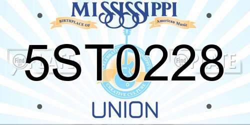 5ST0228 Mississippi License Plate