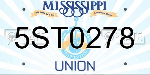 5ST0278 Mississippi License Plate