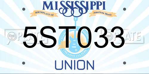 5ST033 Mississippi License Plate