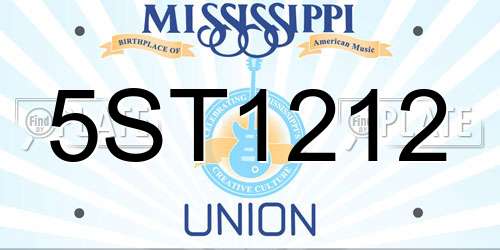 5ST1212 Mississippi License Plate