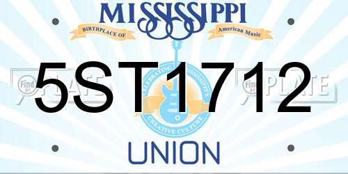 5ST1712 Mississippi License Plate