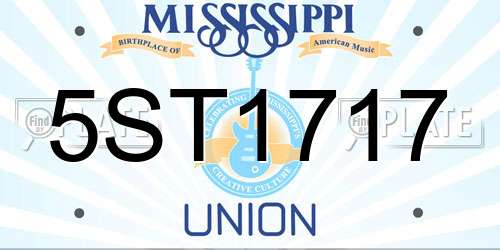 5ST1717 Mississippi License Plate