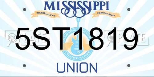5ST1819 Mississippi License Plate