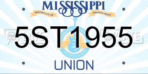 5ST1955 Mississippi License Plate