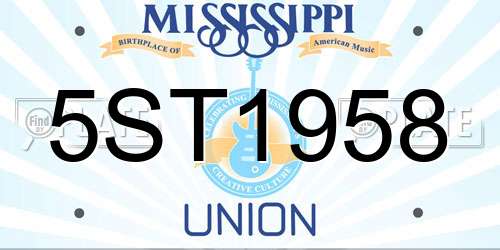 5ST1958 Mississippi License Plate