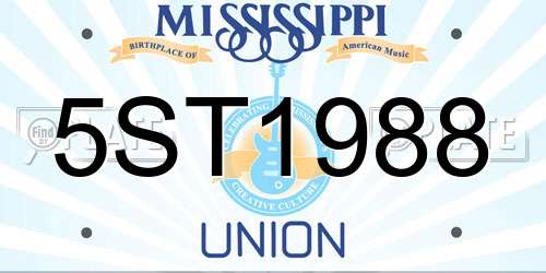 5ST1988 Mississippi License Plate
