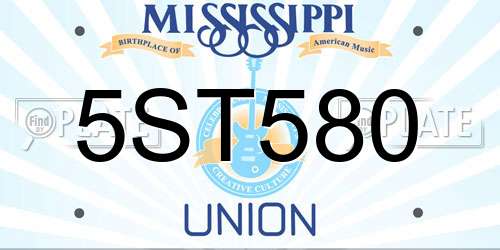 5ST580 Mississippi License Plate