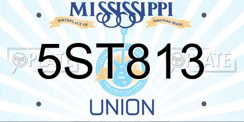 5ST813 Mississippi License Plate