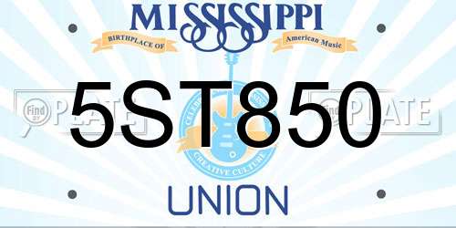 5ST850 Mississippi License Plate