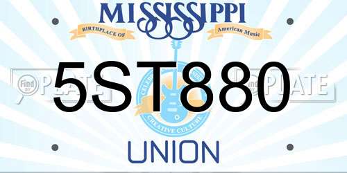 5ST880 Mississippi License Plate