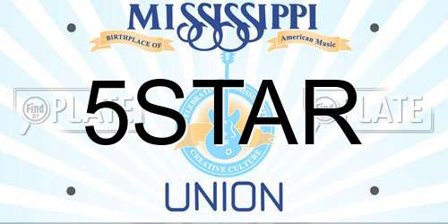 5STAR Mississippi License Plate