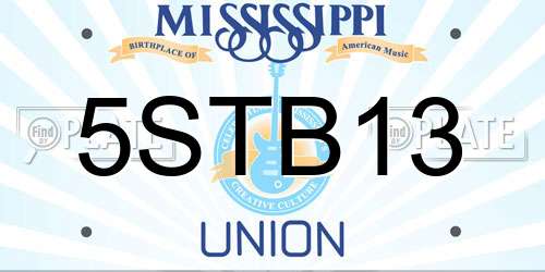 5STB13 Mississippi License Plate
