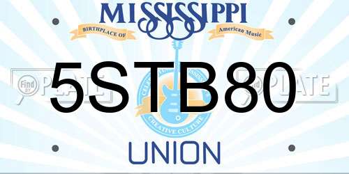 5STB80 Mississippi License Plate
