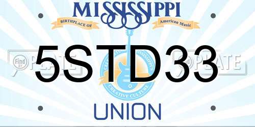 5STD33 Mississippi License Plate
