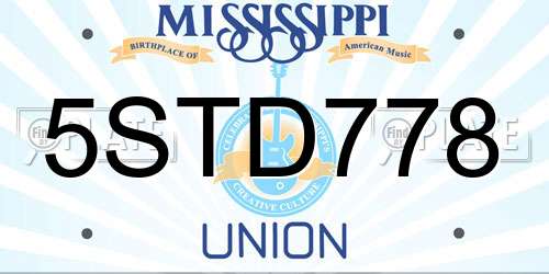 5STD778 Mississippi License Plate