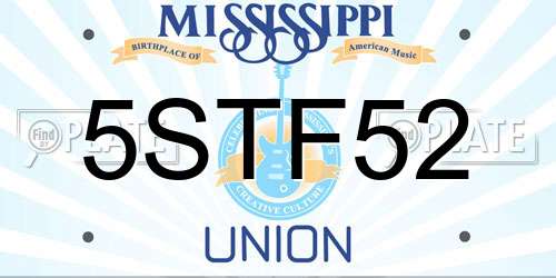 5STF52 Mississippi License Plate