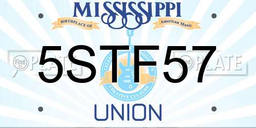 5STF57 Mississippi License Plate
