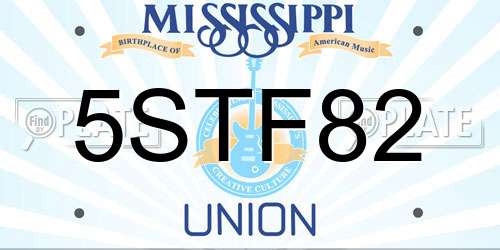 5STF82 Mississippi License Plate