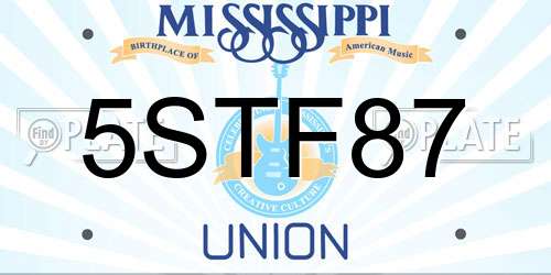5STF87 Mississippi License Plate