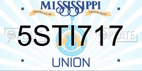 5STI717 Mississippi License Plate