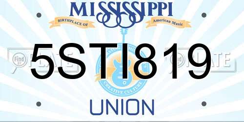 5STI819 Mississippi License Plate