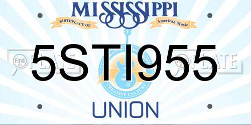 5STI955 Mississippi License Plate