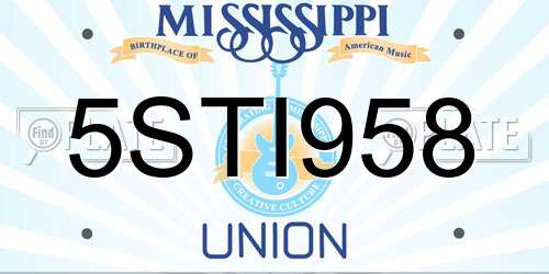 5STI958 Mississippi License Plate