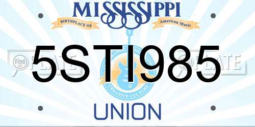 5STI985 Mississippi License Plate
