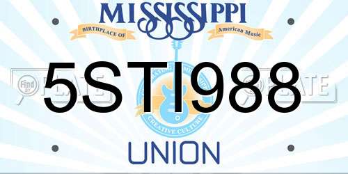 5STI988 Mississippi License Plate