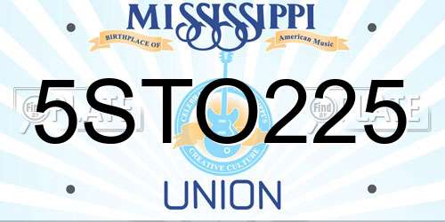 5STO225 Mississippi License Plate