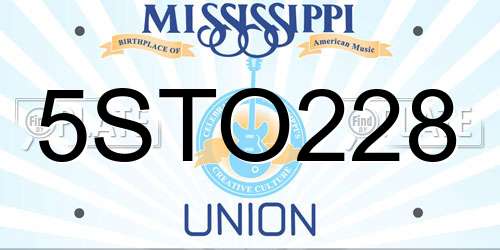 5STO228 Mississippi License Plate