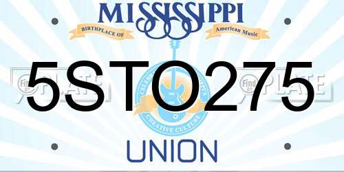 5STO275 Mississippi License Plate