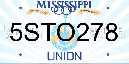 5STO278 Mississippi License Plate