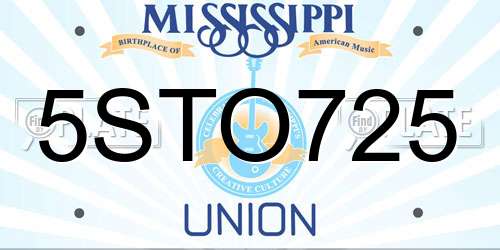 5STO725 Mississippi License Plate