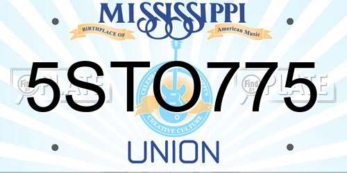 5STO775 Mississippi License Plate