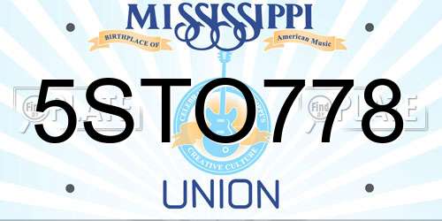 5STO778 Mississippi License Plate