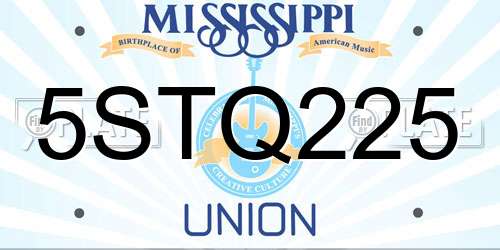 5STQ225 Mississippi License Plate