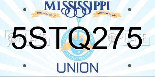 5STQ275 Mississippi License Plate
