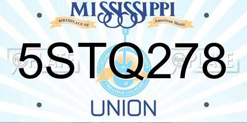5STQ278 Mississippi License Plate